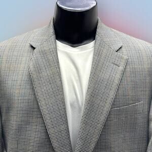 CHAPS Men’s 44R Gray Plaid SILK & WOOL Sport Coat Blazer